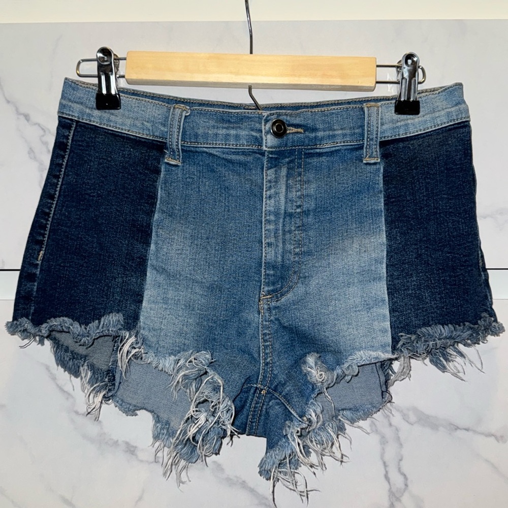 Distressed, blue jeans, short size medium